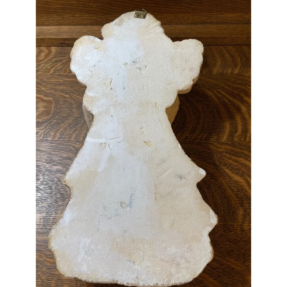 Vintage Style Crackle Finish Angel Wall Plaque Gold Star Cherub Decor 15 Inch